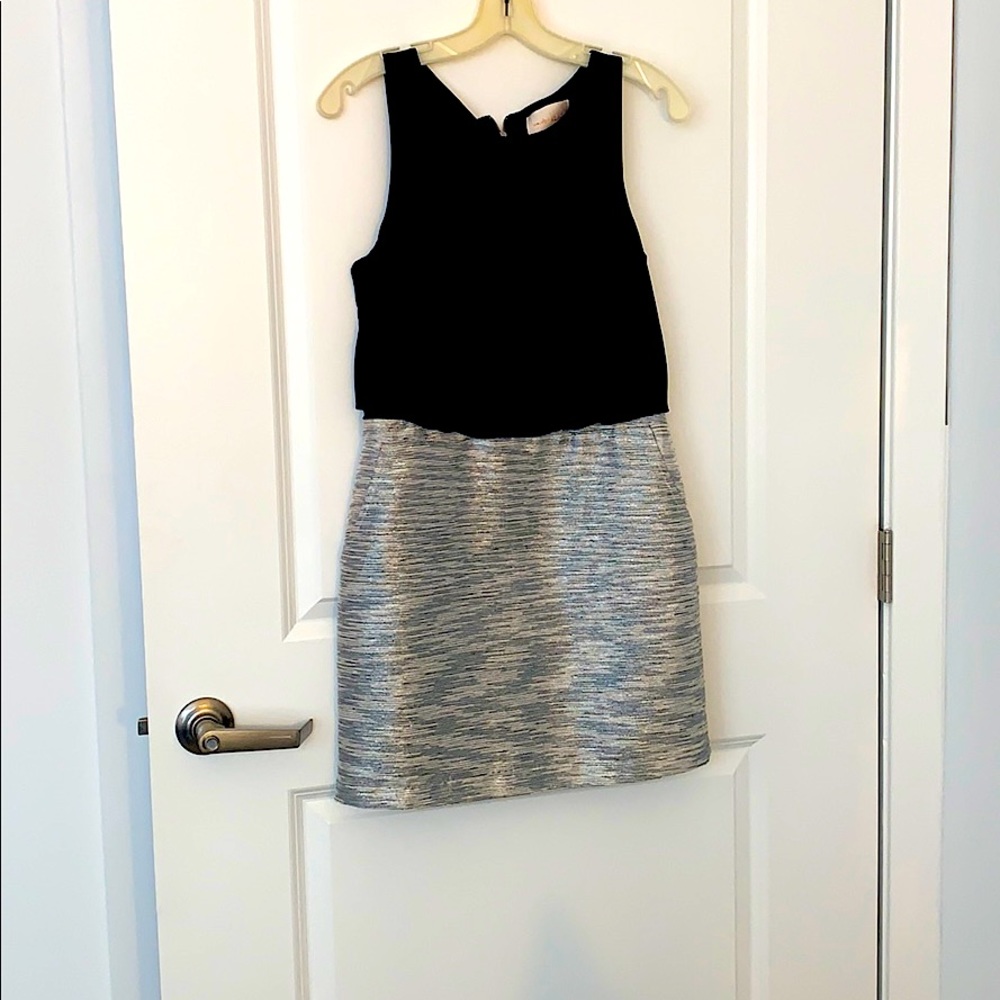 Black and metallic silver pocket dress- small